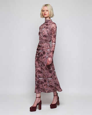 Vestido drapeado rosa estampado toile de jouy by M | 04388_0050_3