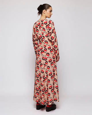Vestido rojo y rosa estampado floral by MIRTO | 04391_0050_2