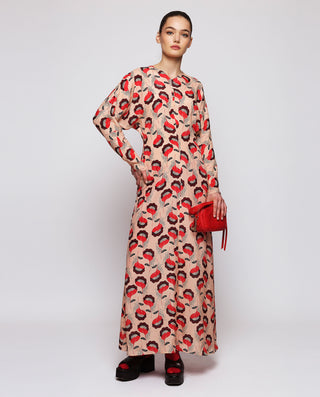 Vestido rojo y rosa estampado floral by MIRTO | 04391_0050_3