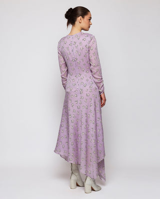 Vestido malva jacquard estampado floral by MIRTO | 04396_0050_2