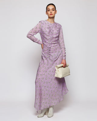 Vestido malva jacquard estampado floral by MIRTO | 04396_0050_3