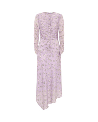 Vestido malva jacquard estampado floral by MIRTO | 04396_0050_4