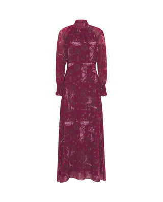 Vestido burgundy de gasa estampado toile de by MIR | 04397_0050_1