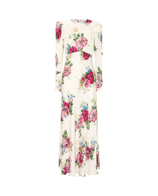 Vestido largo blanco estampado floral