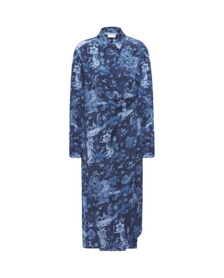 Blue toile de jouy print shirt dress