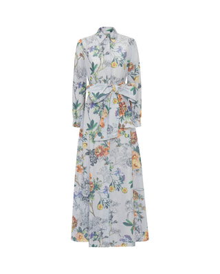 Vestido camisero largo azul estampado floral by MI | 04406_0050_1