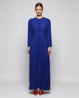 Vestido plisado azul de gasa