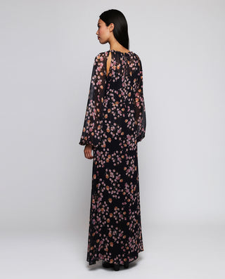 Vestido negro de gasa estampado floral by MIRTO | 04414_0050_2