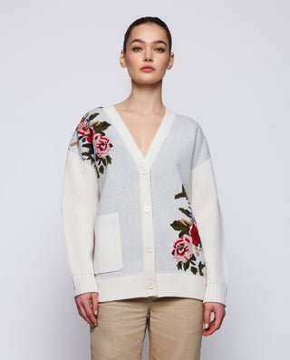 Cárdigan de lana jacquard con bordado floral by MI | 04420_0050_1