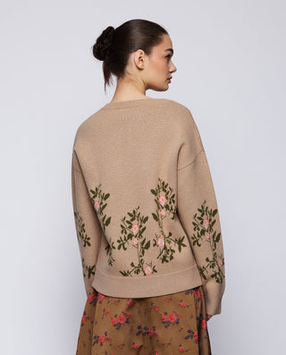 Jersey beige jacquard floral de lana cashmere by M | 04421_0050_2