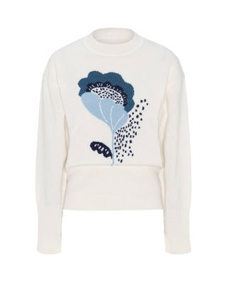 Jersey azul jacquard floral de lana cashmere by MI | 04422_0050_4