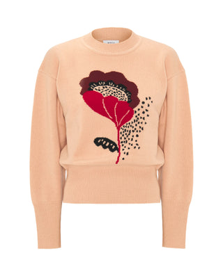 Jersey rosa jacquard floral de lana cashmere by MI | 04422_0051_4