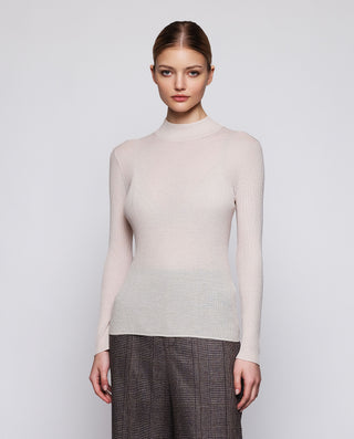Jersey beige de canalé de lana by MIRTO | 04423_0050_1