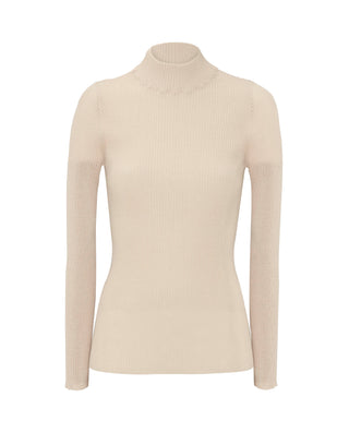 Jersey beige de canalé de lana by MIRTO | 04423_0050_5