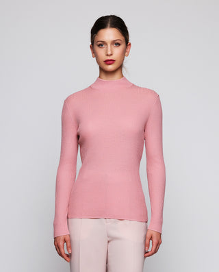 Pink fine ribbed wool jumper