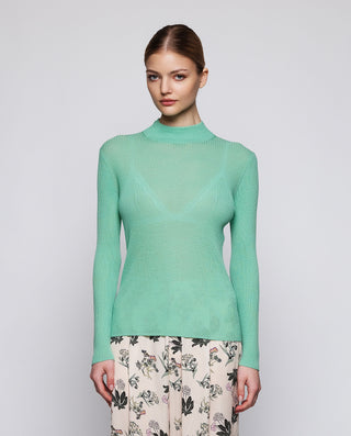 Jersey verde de canalé de lana by MIRTO | 04423_0052_1