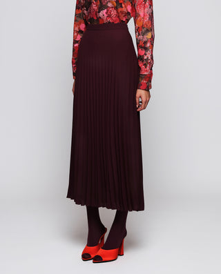 Burgundy chiffon pleated skirt