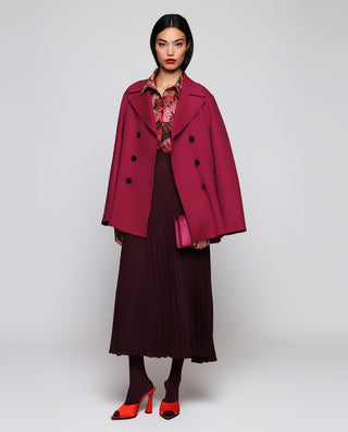 Burgundy chiffon pleated skirt