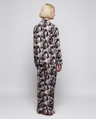Pijama negro de algodón estampado floral by MIRTO | 04445_0050_2