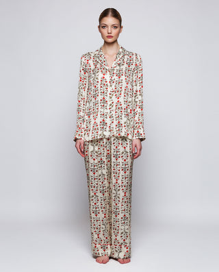 Pijama beige estampado floral rojo by MIRTO | 04447_0050_1
