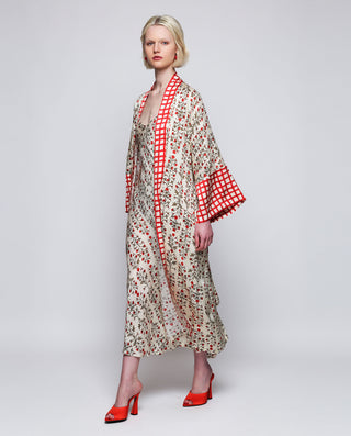Camisón beige estampado floral rojo by MIRTO | 04448_0050_3