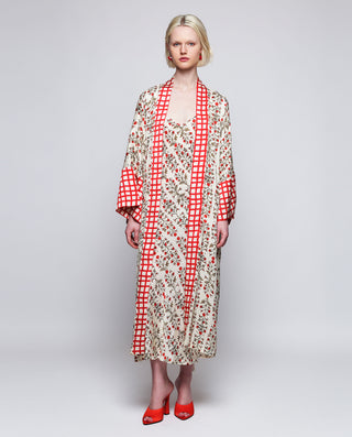 Kimono estampado floral rojo con aplique by MIRTO | 04449_0050_3