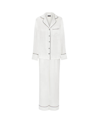 Long white pyjamas in silk blend