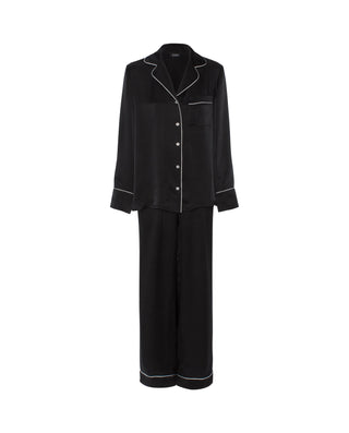 Black silk pajamas