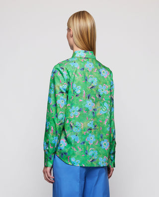 Camisa verde estampado floral de algodón by MIRTO | 04508_0050_2