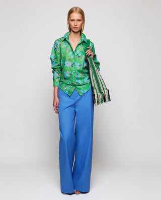 Camisa verde estampado floral de algodón by MIRTO | 04508_0050_3