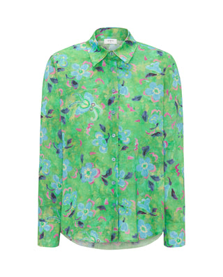 Camisa verde estampado floral de algodón by MIRTO | 04508_0050_4