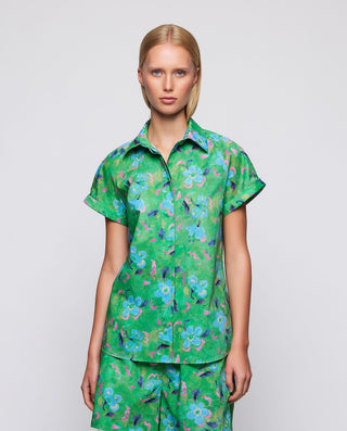 Camisa manga corta verde de algodón by MIRTO | 04509_0050_1