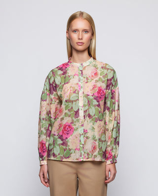 Camisa rosa estampado floral de algodón by MIRTO | 04513_0050_1