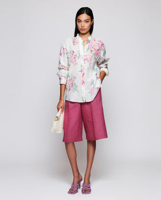 Camisa blanca estampado floral de lino algodó by M | 04516_0050_3