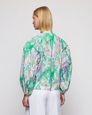 Camisa verde estampado pinceladas de algodón by MI | 04519_0050_2