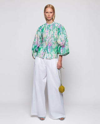 Camisa verde estampado pinceladas de algodón by MI | 04519_0050_3