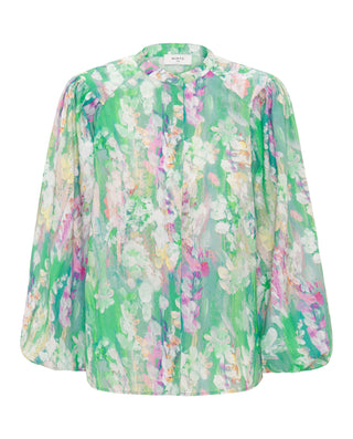 Camisa verde estampado pinceladas de algodón by MI | 04519_0050_4