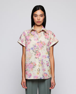 Camisa beige manga corta estampado floral by MIRTO | 04520_0050_1