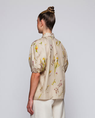 Camisa beige estampado floral algodón by MIRTO | 04530_0050_2