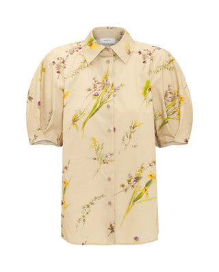 Camisa beige estampado floral algodón by MIRTO | 04530_0050_4