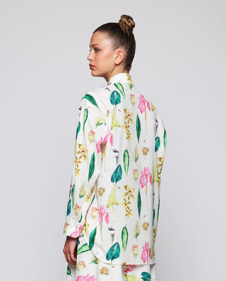 Camisa blanca estampado botánico algodón by MIRTO | 04537_0050_2