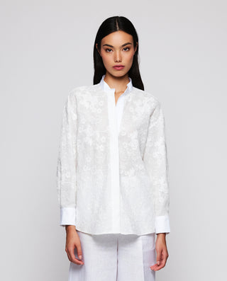 Camisa blanca bordado floral
