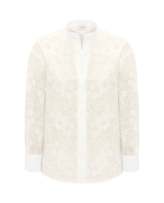 Camisa blanca bordado floral