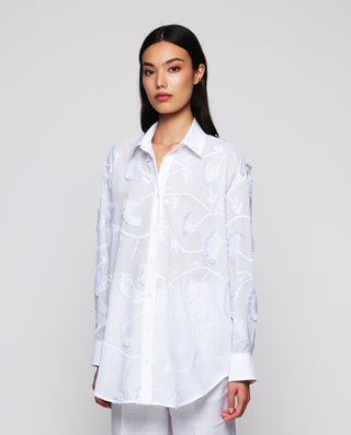 Camisa de bordado floral fil coupé