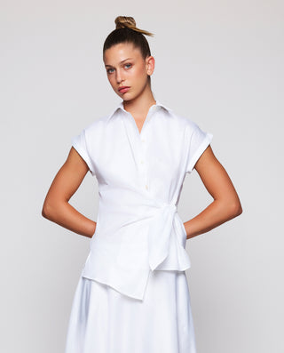 Camisa blanca manga corta 100% algodón