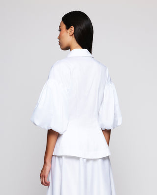 Camisa blanca manga abullonada algodón by MIRTO | 04554_0050_2