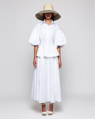 Camisa blanca manga abullonada algodón by MIRTO | 04554_0050_3