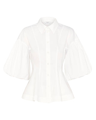 Camisa blanca manga abullonada algodón