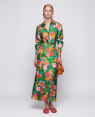 Blusa verde estampado floral de seda by MIRTO | 04563_0051_3