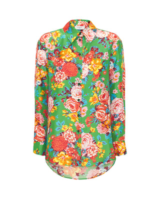 Blusa verde estampado floral de seda by MIRTO | 04563_0051_4